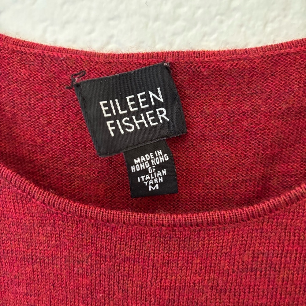 Eileen Fisher maroon 100% Merino wool tank top sleeveless size medium - Picture 2 of 4